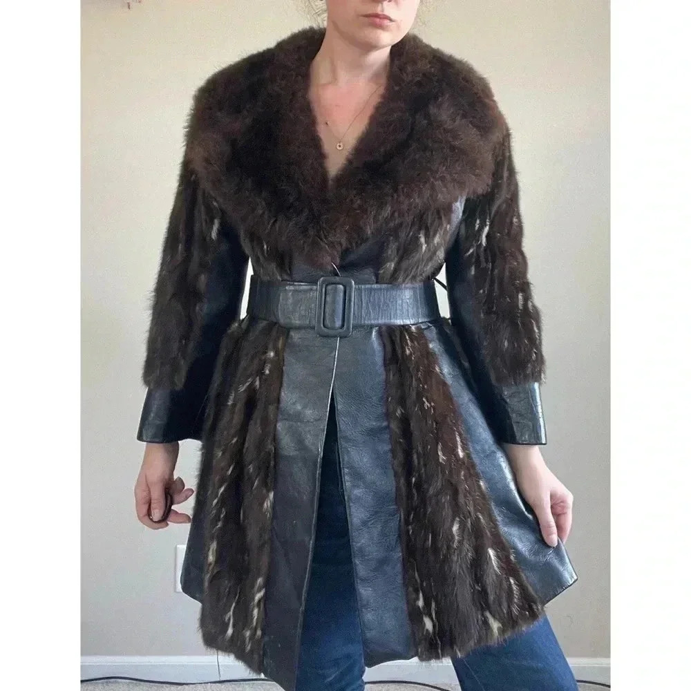 Vintage Brown and Black Leather Jacket
